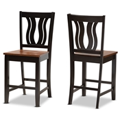 Baxton Studio Fenton Modern and Contemporary Transitional Two-Tone Dark Brown and Walnut Brown Finished Wood 2-Piece Counter Stool Set